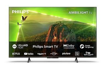 Philips 4K LED Smart Ambilight TV|PUS8118|55 Pulgadas|UHD 4K TV|60 Hz|P5 Picture Engine|HDR10+|Smart TV|Dolby Atmos|Altavoces de 20 W|Soporte|Prime|Netflix|Youtube|Google Assistant|Alexa