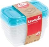 keeeper Set de 5 Fiambreras, 5 x 500 ml, 15,5 x 10,5 x 6 cm, Fredo Fresh, Azul transparente