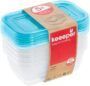 keeeper Set de 5 Fiambreras, 5 x 500 ml, 15,5 x 10,5 x 6 cm, Fredo Fresh, Azul transparente