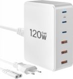 Cargador USB C 120W GAN con 6 Puertos | Estación de Carga Rápida para Múltiples Dispositivos
