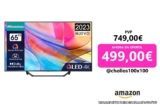 Hisense 65A7KQ QLED VIDAA Smart TV, 65 Pulgadas, con Quantum Dot Colour, 60Hz VRR, Dolby Vision, Bluetooth y HDMI, Compartir en el televisor, Alexa Built-in (Nuevo 2023)