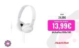 Auriculares – Sony MDR-ZX110AP, Con cable, Con micrófono, 12 Hz- 22kHz, 98 dB, De diadema, Supra-aural, Blanco