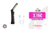 Linterna LED COB portátil, recargable por USB Luz de trabajo, lámpara colgante magnética con batería integrada, linterna de Camping, nueva