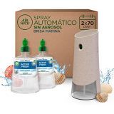 Air Wick Spray Automático Sin Aerosol, Ambientador hogar fragancia Brisa Marina, 1 aparato, 2 recambios, 24×7 Active Fresh Neutralizador de Olores, Hasta 70 días de frescor