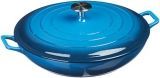 Amazon Basics – Cacerola de hierro fundido esmaltado con tapa, 3,1 L, Azul
