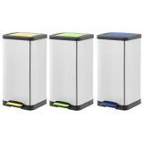 Amazon Basics – Cubo de basura, 3 unidades, con 3 cubos de 15 L, color amarillo, azul y verde