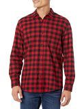 Amazon Essentials Camisa de Franela, Manga Larga (Disponible en Tallas Hombre, Rojo, Cuadros de Vichy Grandes, S