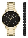 Armani Exchange Reloj para Hombre, Movimiento de tres manecillas, caja de acero inoxidable dorado de 42 mm con correa de acero, AX7119
