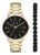 Armani Exchange Reloj para Hombre, Movimiento de tres manecillas, caja de acero inoxidable dorado de 42 mm con correa de acero, AX7119