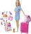 Barbie Muñeca Viajera – Conjunto de Viaje con Maleta Rosa y Perro – Más de 10 Accesorios – Con Pegatinas – Regalo para Niños de 3-7 Años, FWV25