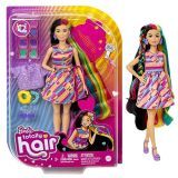 Barbie Totally Hair Pelo extralargo Corazón Muñeca pequeña con vestido, melena arcoíris y accesorios de corazones para el pelo, juguete +3 años (Mattel HCM90)