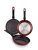 BRA Red Diamond Set de 3 sartenes aluminio forjado 20-24-28 cm, antiadherente sin PFOA reforzado con Diamante