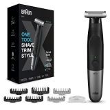 Braun Series XT5 Afeitadora Barba Hombre y Depiladora Corporal Hombre con Lámina Duradera y Cabezales, XT5200, Negro