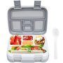 Bugucat Fiambrera Bento Box 800ML, Caja de Almuerzo con 5 Compartimentos y Cubiertos, Lunch Box sin BPA, Lonchera Aptos para Microondas y Lavavajillas, Caja de Bento (Gris)