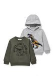 CA Sudadera para niños y niños con estampado de algodón, 2 unidades, Gris Dark Green, XXXL