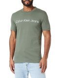 Calvin Klein Jeans Camiseta Delgada con Logotipo institucional S/S, Thyme/Bright White, L para Hombre