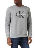 Calvin Klein Jeans Hombre Sudadera Core Monologo sin Capucha, Gris (Mid Grey Heather), M