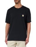 Carhartt, Hombre, K87 Camiseta De Manga Corta Con Bolsillo, Ajuste Ligeramente Holgado, Tejido Grueso, Negro, S