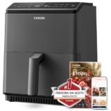 COSORI Freidora de Aire Wifi 6,4 L, Air Fryer con Doble Resistencia, 60+ Recetas de App Creadas por Chef en Español, Freidora sin Aceite con 12 Programas, Gris Oscuro, Dual Blaze