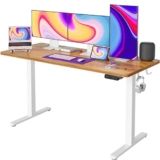 Cubiker Escritorio Eléctrico de Pie – 160 * 60 cm Mesa Altura Ajustable con Tablero, Sistema Anticolisión, Pies en T de Acero, Panel Control con 3 Funciones Memoria, Caja de Cable