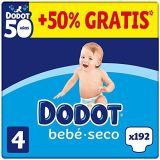 DODOT Bebé-Seco – Pañales Talla 4, 192 Pañales, 9-14kg, BOX ANIVERSARIO +50% GRATIS