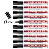 Edding 3000-001 – Marcador permanente, 10 unidades, color negro