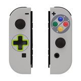eXtremeRate Carcasa D-Pad Versión con ABXY Drecctión Botones para Nintendo Switch Joycon OLED Funda de Agarre Reemplazo Shell para Nintendo Switch Joycons No Incluye Carcasa de Consola(SFC SNES EU)