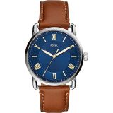 Fossil Reloj para hombre Copeland 42mm, movimiento de cuarzo, caja de acero inoxidable plateado con correa de piel