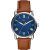 Fossil Reloj para hombre Copeland 42mm, movimiento de cuarzo, caja de acero inoxidable plateado con correa de piel