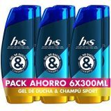 HS Anticaspa Champú Y Gel De Ducha Para Pelo, Cuerpo Y Cara Para Hombre