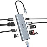 Hub USB C Docking Station para MacBook Pro, 10 en 1 USB C Dock con HDMI 4K, USB-C 3.0, 2 USB 3.0, 2 USB 2.0, 100 W PD, SD/TF, Ethernet Actualización de Estación de Acoplamiento para MacBook/Windows