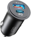 INIU Cargador DE Coche, TOTAL-60W 5A USB-A  USB-C Carga RÁPIDA Cargador de automóviles, Adaptador de Metal para iPhone12 Pro MAX Mini 11 XR 8 Samsung S21 Huawei LG iPad Airpods Portátiles Tabletas.…
