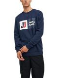 Jack  Jones Jcologan-Sudadera de Cuello Redondo, Azul Marino, M para Hombre