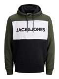 Jack  Jones Men Warm Print Hoodie | Logo Sweater Basic Pullover | Hooded Sweatshirt JJELOGO, Color:Verde, Talla Sudadera:L