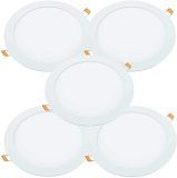Jandei – Pack x5 Downlights LED Empotrables, 18W, 1440 Lumen, Forma Redonda, Orificio para Empotrar Ø 200- Ø 205 mm, Extraplano 13 mm Profundidad, Color de Luz Blanco Neutro 4200K, Driver Incluido