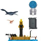 Jurassic World Minis Set de juego Caos Mosasaurus Dinosaurio con accesorios de juguete, regalo para niños +4 años (Mattel HFF11)