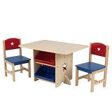 KidKraft- Juego de mesa y 2 sillas de madera con corazón con compartimentos de almacenamiento