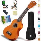 Kit para principiantes de ukelele soprano para niños y principiantes, ukelele de 21 pulgadas con cancionero, estuche, correa, afinador, cuerdas y púas