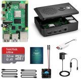 LABISTS Raspberry Pi 4 Model B Kit de 4 GB con SD de 32GB Clase 10, RPi Barebone con 3 Disipadores de Calor, 5V 3A Tipo C, Ventilador, Micro HDMI, Lector de Tarjetas y Caja Negra