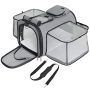 Lesure Transportin Viaje Gato Perro – 50.8×31.5×29 cm Transportadora para Perros Medianos, Bolsa de Transporte Transpirable con Extensión Plegable para Viajes en Avión o Coche, Gris
