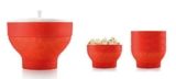 Lékué XL Popcorn – Set para microondas con un molde de silicona y 4 boles colapsables, color rojo