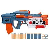NERF Lanzador Elite 2.0 Motoblitz – Lanza 10 Dardos seguidos o 6 Dardos a la Vez, Clip de 10 Dardos, 22 Dardos