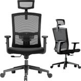 NOBLEWELL Silla de Oficina Silla ergonómica de Malla, Silla de Escritorio con función basculante y Altura Ajustable, reposacabezas, Soporte Lumbar,respetuosa con la Espalda, cargable hasta 150 kg