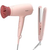 Philips 3000 Series Set de peluquería BHP398/00 Accesorio ThermoProtect de 1600 W y placas con queratina, Color Peach