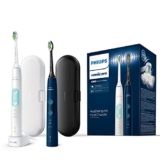 Philips Sonicare ProtectiveClean 5100 HX6851/34 – Cepillo de dientes sónicos con 3 programas de limpieza, control de presión, estuche de viaje, color blanco y azul, 1 Unidad (Paquete de 1)