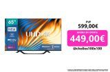 TV LED 65″ – Hisense 65 A63H, UHD 4K, VIDAA U 5.0, HDMI 2.1, Dolby Vision, HDR10+, Control de voz, Negro