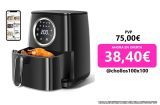 Aigostar Odin – Freidora sin aceite, 4,2L de capacidad, 1400W y pantalla digital LED táctil. Freidora de aire con 8 menús programados y modo manual