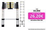 Escalera Telescópica de Aluminio Multiusos Portátil Plegable Extensible – 2m, TLV-AM-TL20