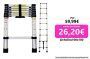 Escalera Telescópica de Aluminio Multiusos Portátil Plegable Extensible – 2m, TLV-AM-TL20