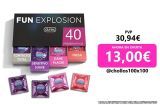 Durex Preservativos Mixtos Fun Explosion Sabor Fresa, Dame Placer, Sensitivo Suave y Contacto Total, 40 Condones, 52 y 56 mm